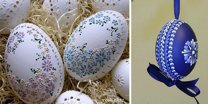 Воскові малюнки на великодніх яйцях