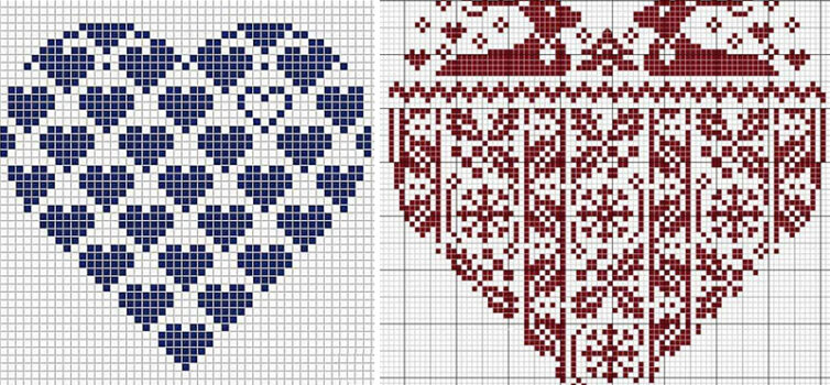 Вишиваємо серце. Схеми