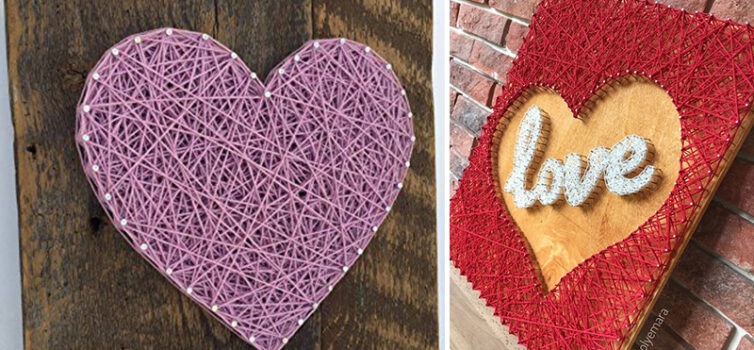 Панно-серце в техніці String Art – витончений декор своїми руками